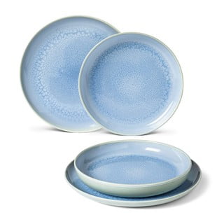 4-dielna súprava tyrkysovomodrých porcelánových tanierov Villeroy & Boch Like Crafted