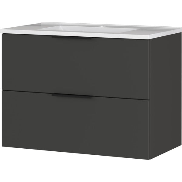 Antracitová nízka závesná skrinka s umývadlom 81x61 cm Crandon – Germania-image-2