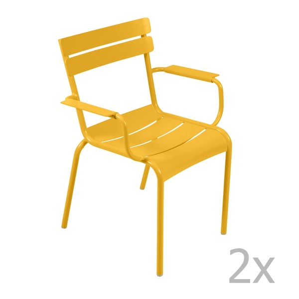 Sada 2 žltých stoličiek s opierkami na ruky Fermob Luxembourg