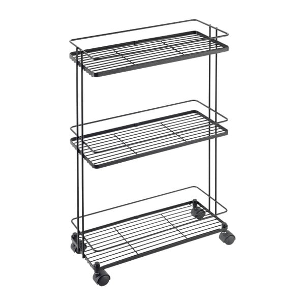 Matne čierny oceľový pojazdný regál 38x62x16 cm Lava – Metaltex