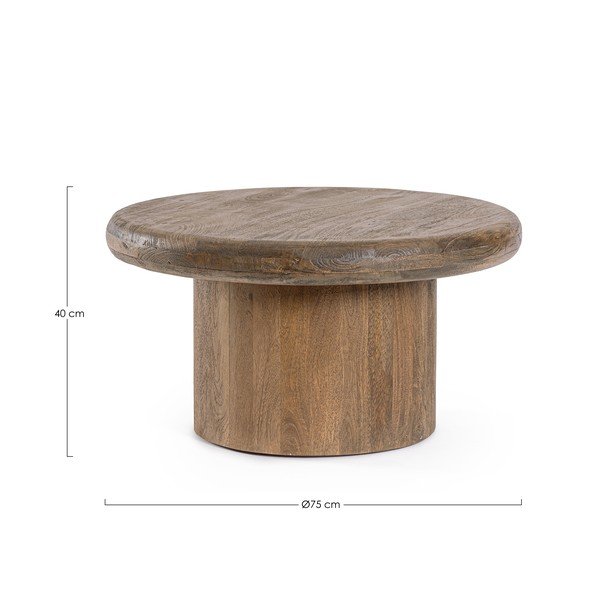 Okrúhly konferenčný stolík z mangového dreva v tmavo prírodnej farbe ø 75 cm Lopez – Bizzotto-image-3