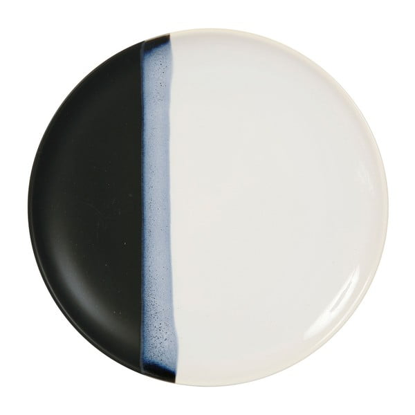 Keramický čierno-biely tanier Sema Ekume, 27 cm