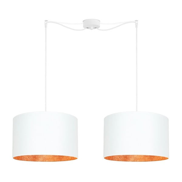 Biele dvojité stropné svietidlo s vnútrajškom v medenej farbe Sotto Luce Mika