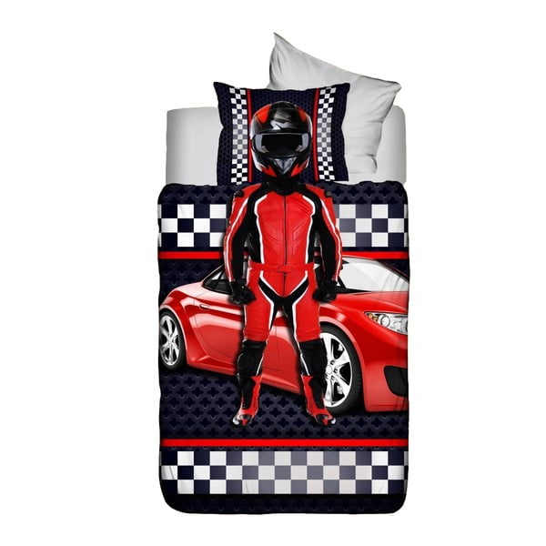 Červené obliečky Racer, 100x150 cm