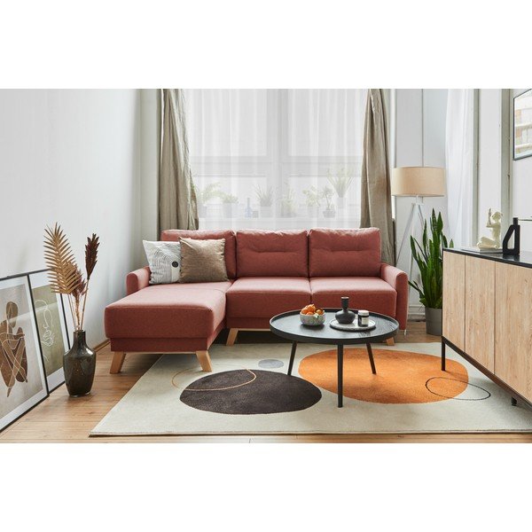 Ružová variabilná rozkladacia rohová pohovka Bonami Selection Pop-image-1