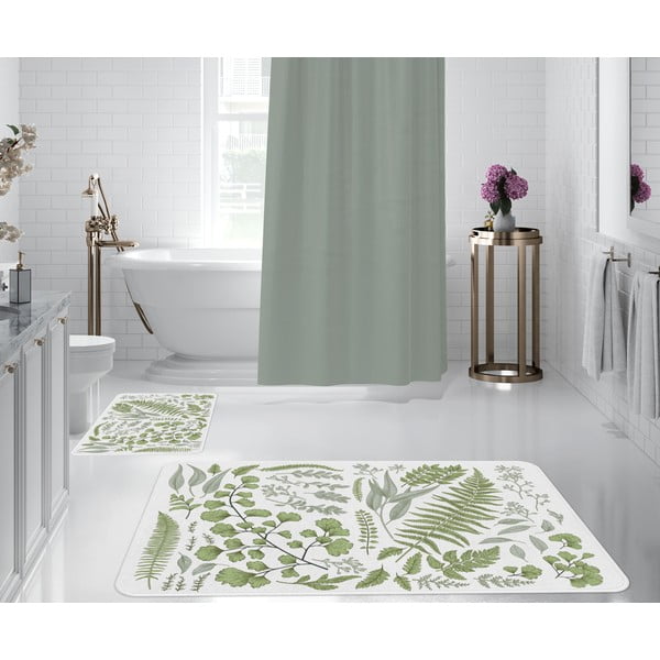 Bielo-zelené kúpeľňové predložky v súprave 2 ks - Oyo Concept-image-1