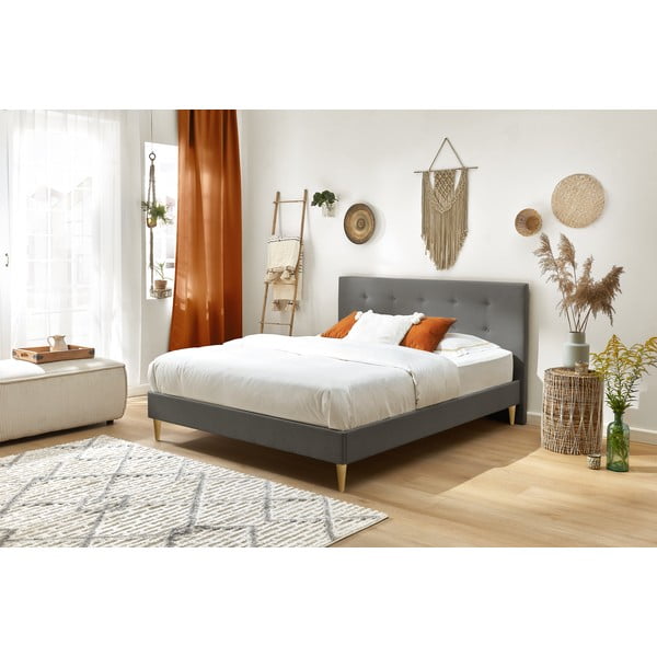 Tmavosivá dvojlôžková posteľ Bobochic Paris Rory Light, 180 x 200 cm-image-3