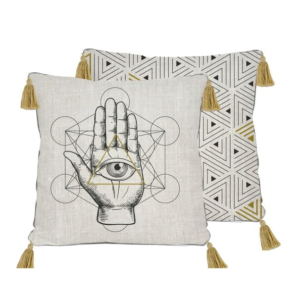 Obojstranná obliečka na vankúš s ľanovou prímesou Madre Selva Symbolic Hand, 45 × 45 cm-image-2