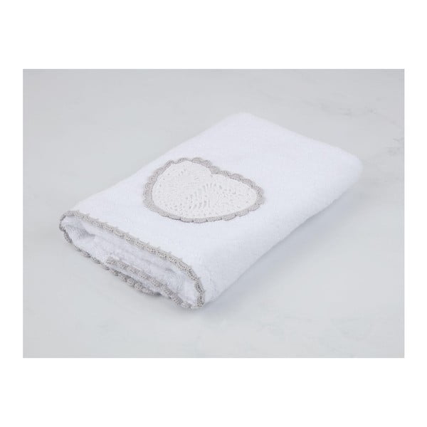 Biely bavlnený uterák k umývadlu Madame Coco Heart, 50 × 76 cm