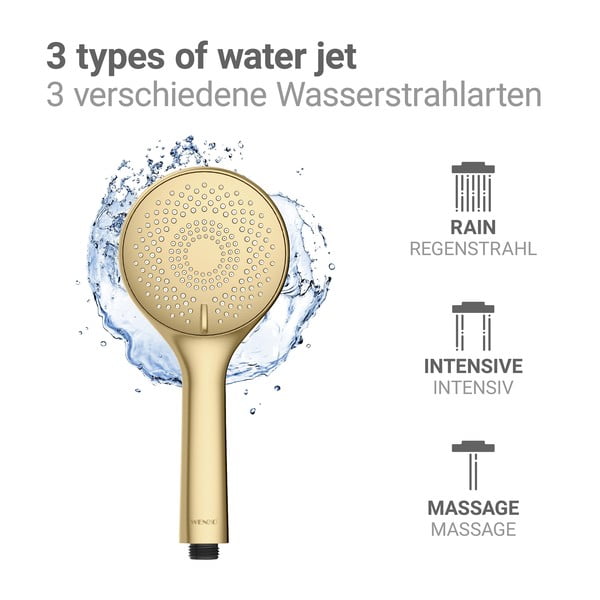Matne zlatá plastová úsporná sprchová hlavica ø 11 cm Watersaving System – Wenko-image-3