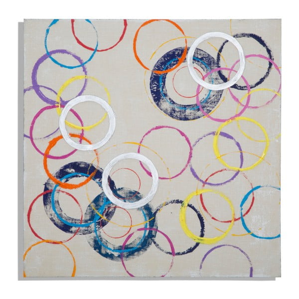 Ručne maľovaný obraz Mauro Ferretti Circles, 80 × 80 cm