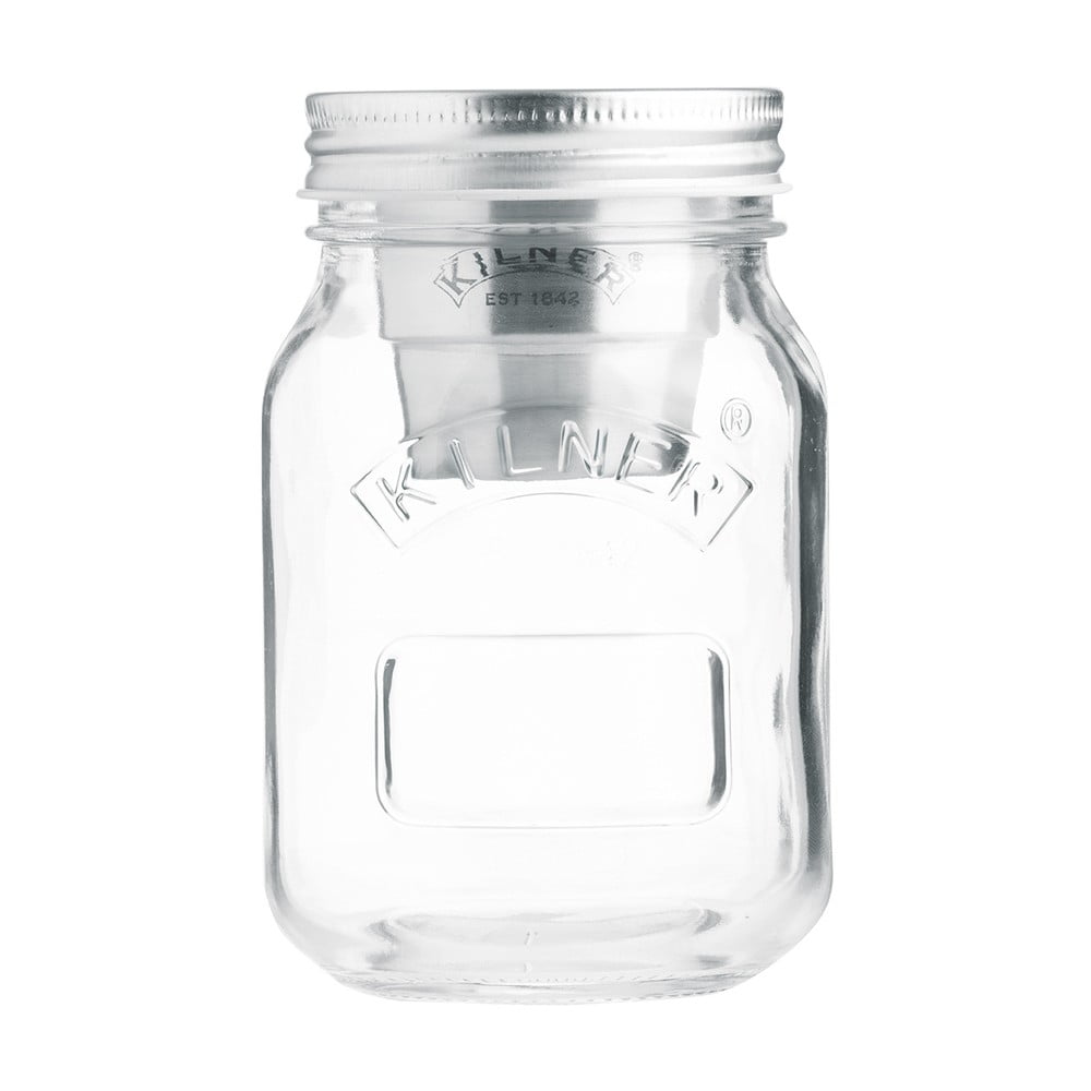 Cestovný sklenený pohár na desiatu s miskou na dresing Kilner, 0,5 l