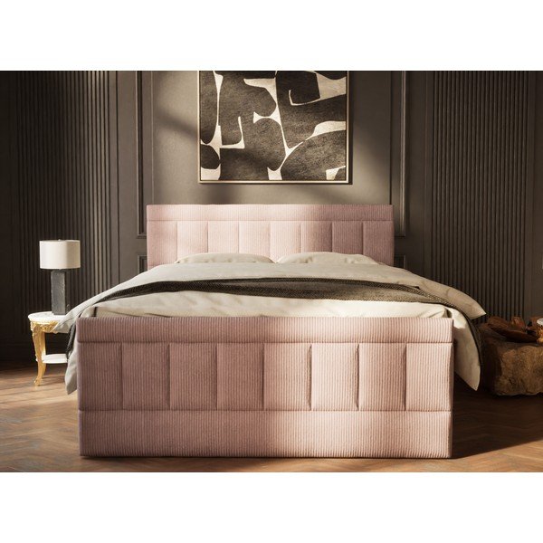 Fialová boxspring posteľ s úložným priestorom 200x200 cm Caya – Maison de Rêve-image-4