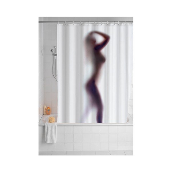 Biely sprchový záves s protiplesňovou povrchovou úpravou Wenko Silouette, 180 x 200 cm-image-2