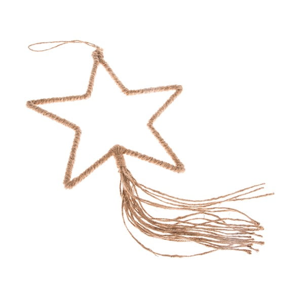 Závesná ozdoba v tvare hviezdy v prírodnom dekore Dakls, dĺžka 35 cm