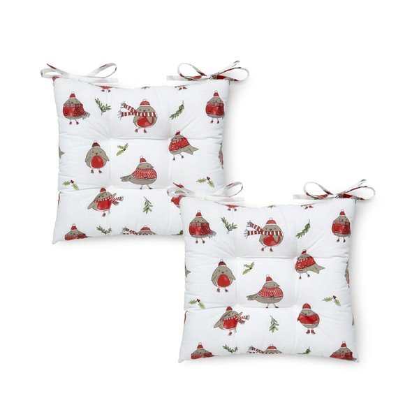 Sedáky v súprave 2 ks s vianočným motívom 40x40 cm Christmas Robins - Catherine Lansfield