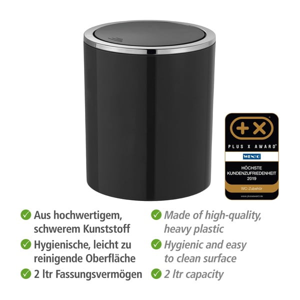Čierny odpadkový kôš Wenko Inca, 2 l-image-4