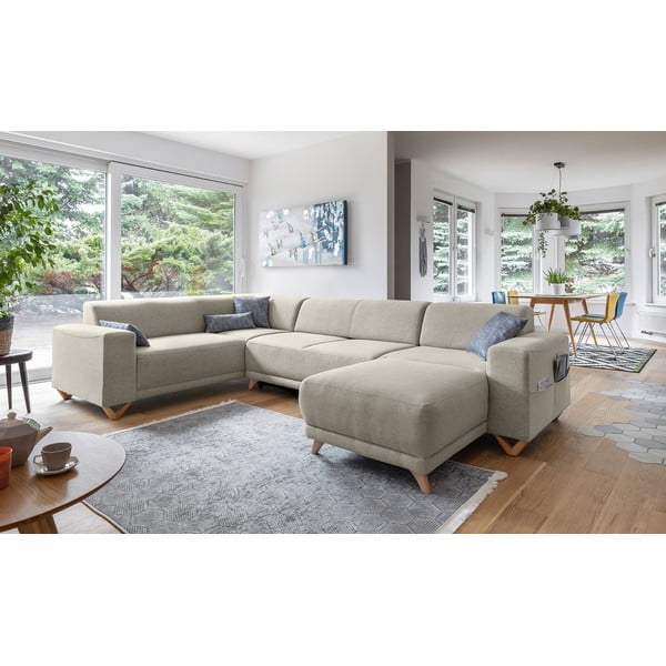 Béžová rozkladacia/s úložným priestorom rohová pohovka (ľavý roh/do tvaru "U") Classy Sophie – Miuform-image-3