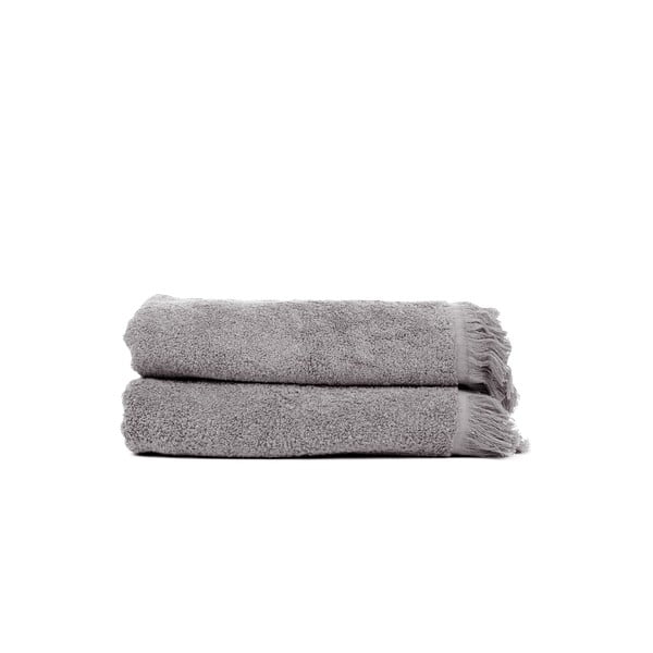 Sada 2 sivých bavlnených osušiek Casa Di Bassi Soft, 70 x 140 cm