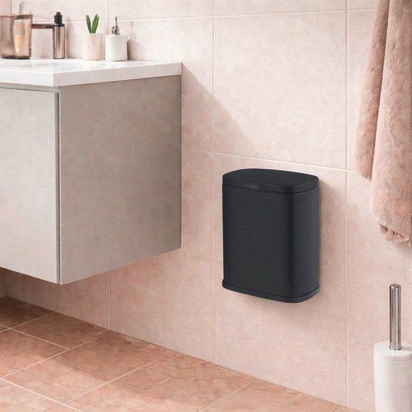 Čierny nástenný oceľový odpadkový kôš 3 l Sare – Wenko-image-1
