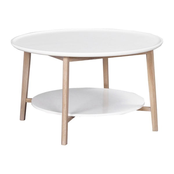 Biely dubový konferenčný stolík s matne lakovanými nohami Folke Pixie, ⌀ 90 cm