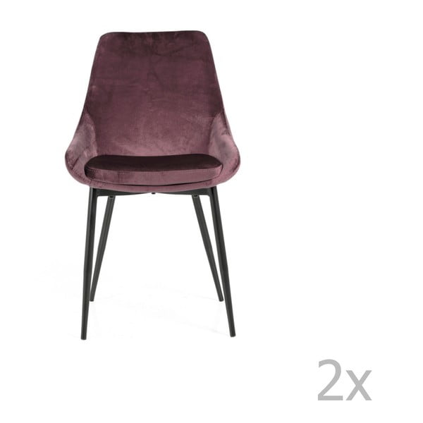Súprava 2 ružových jedálenských stoličiek so zamatovým poťahom Tenzo Lex