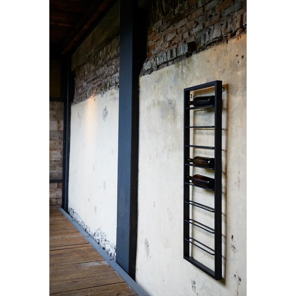 Čierny nástenný kovový regál na víno 42x120x6 cm Macaben – Light & Living-image-1