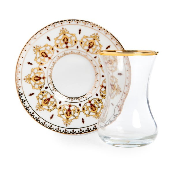 Set pohára s tanierikom Vivas Gold Ceramic Decor, 100 ml