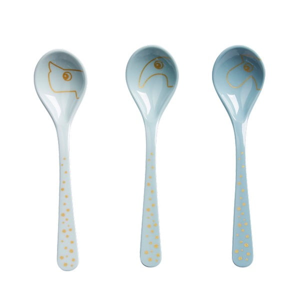 Súprava 3 modrých lyžičiek Done by Deer Happy Dots