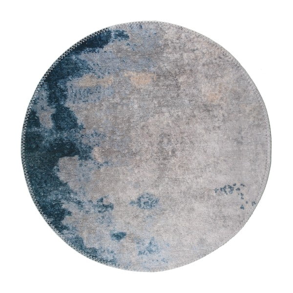 Modrý/sivý umývateľný okrúhly koberec ø 80 cm – Vitaus