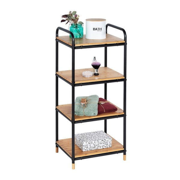 Čierny/v prírodnej farbe kovový kúpeľňový regál 42x94, 5 cm Loft – Wenko-image-2