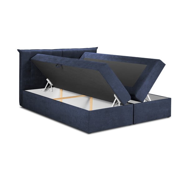 Tmavomodrá dvojlôžková posteľ Mazzini Beds Echaveria, 200 x 200 cm-image-3