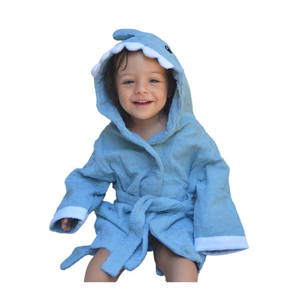 Modrý bavlnený detský župan veľkosť L Shark - Rocket Baby