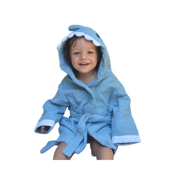 Modrý bavlnený detský župan veľkosť S Shark - Rocket Baby