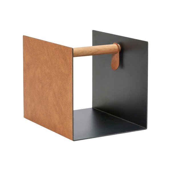 Čierny/v prírodnej farbe dekoratívny kovový/z eko kože úložný box 32x38x31 cm Bull – LIND DNA