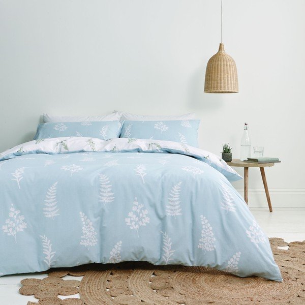 Bielo-modré obliečky z egyptskej bavlny Bianca Meadow Flowers, 200 x 200 cm-image-2