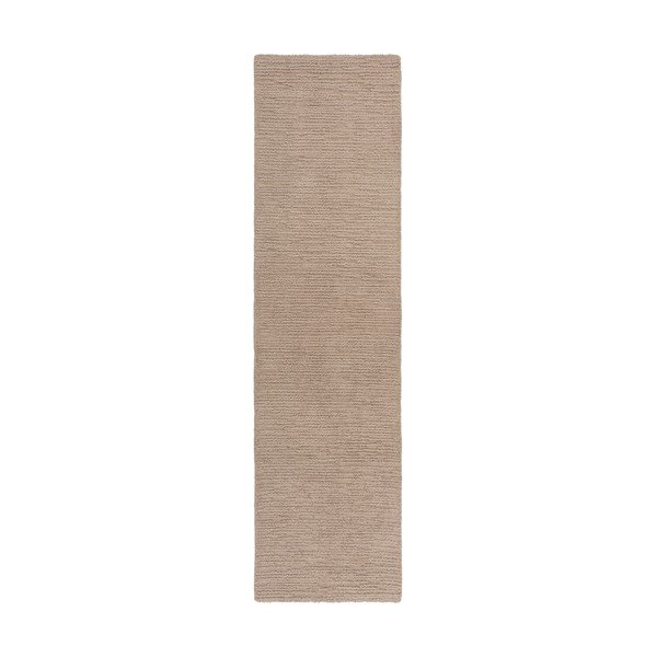 Béžový ručne tkaný vlnený behúň 80x230 cm Harris Boucle – Flair Rugs