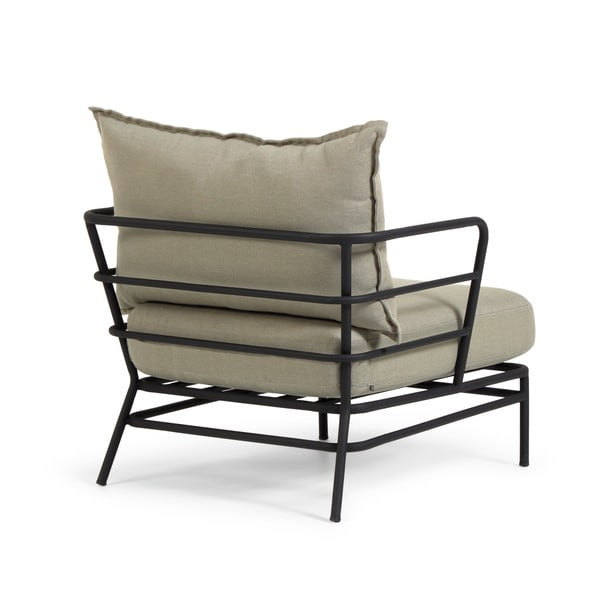 Béžové záhradné kreslo s kovovou konštrukciou Kave Home Mareluz-image-3