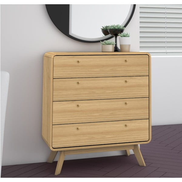 Vysoká komoda v dekore duba v prírodnej farbe 80x88 cm Cassie - Støraa-image-1