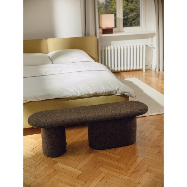 Hnedá polstrovaná lavica z textílie buklé Rull – noo.ma-image-3