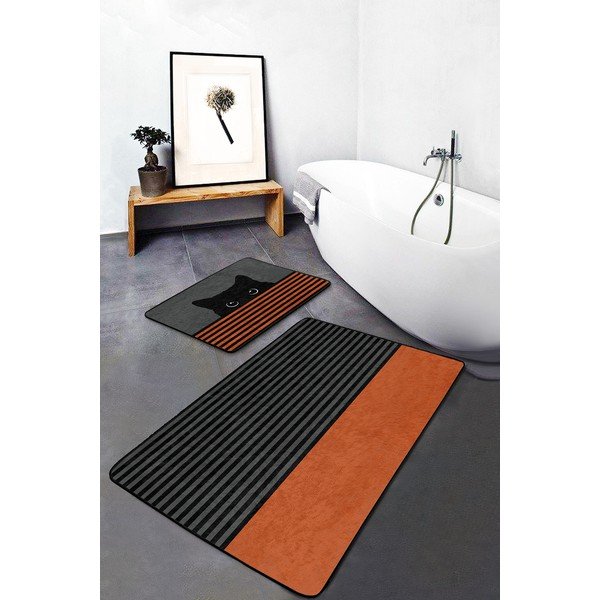 Čierno-oranžové kúpeľňové predložky v súprave 2 ks 60x100 cm - Mila Home-image-3