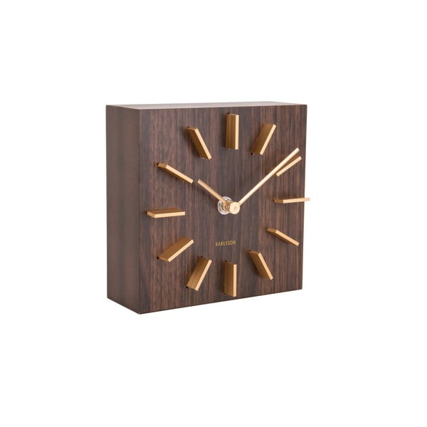 Hnedé stolové hodiny Karlsson Discreet, 15 x 15 cm