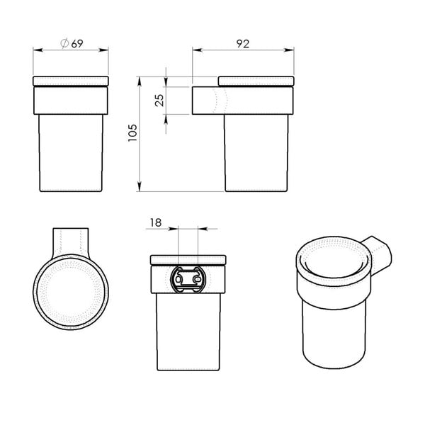 Biely/v zlatej farbe nástenný sklenený téglik na zubné kefky Gedy Pirenei – Sapho-image-2