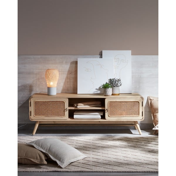 TV stolík z masívu mindi v prírodnej farbe 150x50 cm Nalu – Kave Home-image-1