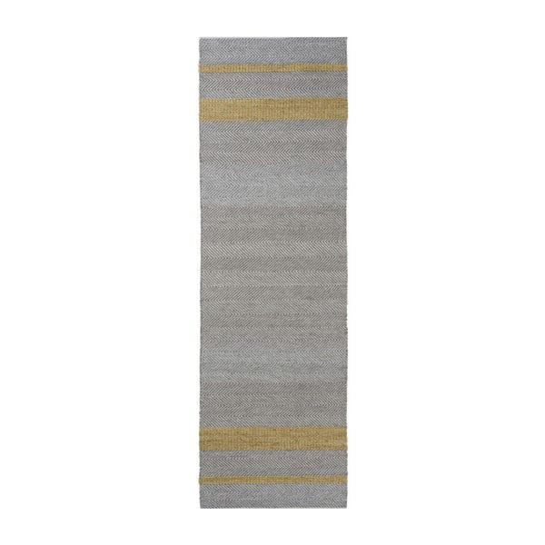 Ručne tkaný koberec Linie Design Norwich Yellow, 80 x 250 cm