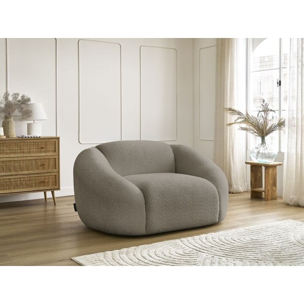 Sivohnedé kreslo z textílie bouclé Tina – Bobochic Paris-image-4