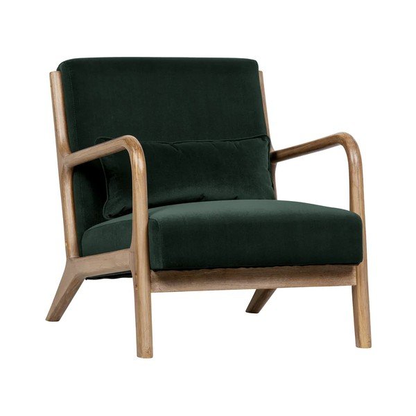 Tmavozelené zamatové kreslo WOOOD Mark