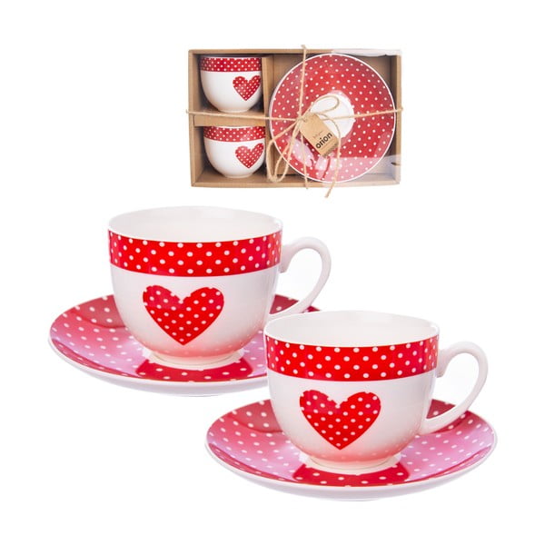 Červené porcelánové šálky v súprave 2 ks 280 ml - Orion-image-1