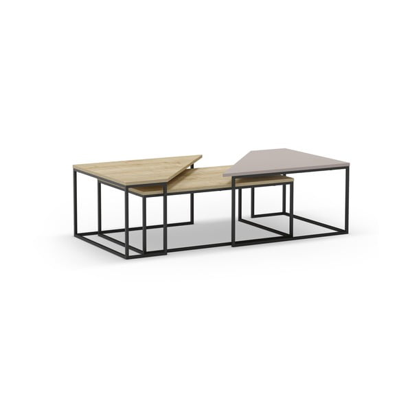 Sivo-béžové konferenčné stolíky v súprave 3 ks 70x110 cm Titan – Marckeric