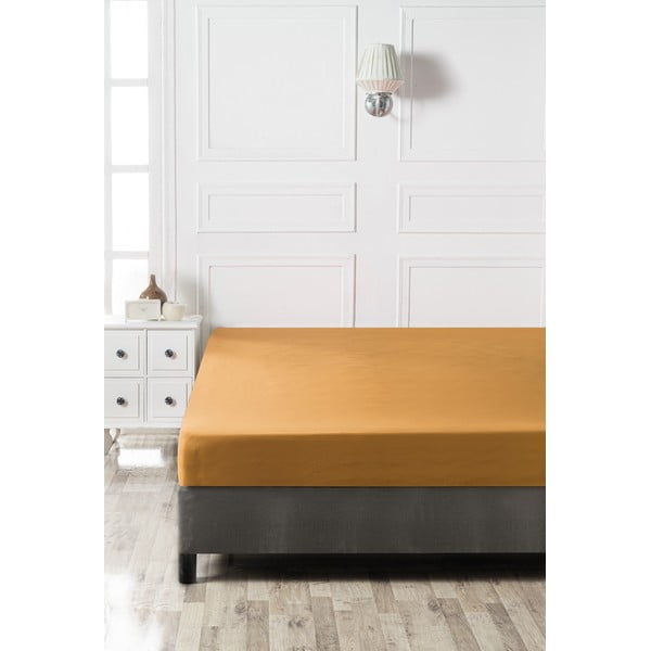 Žltá napínacia bavlnená prestieradlo 160x200 cm - Mijolnir-image-2